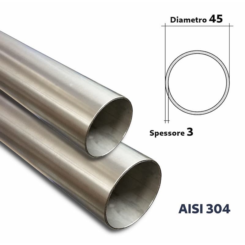 Profilo tubo tondo in acciaio inox Aisi 304 diametro 45 mm x spessore 3 mm  lunghezza 1500 mm